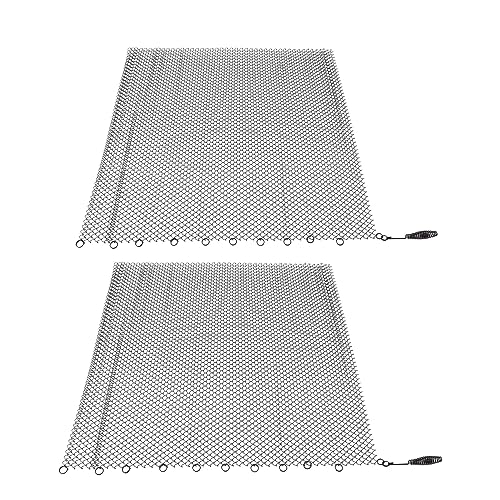 Grilla de protección de Fuego 2 Paneles, Negro 24x22 Pulgadas, Acero Inoxidable Resistente al Calor para hornos de Madera, protección con chispas, instalación fácil, Rejillas (24 * 20 Pulgadas)