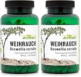 Weihrauch-Kapseln BIO, 140 Stück, 400mg, hochdosiert, Boswellia Serrata, 1600mg je Tagesdosis, 65% Boswellia-Säuren, 100% Indischer Weihrauchextrakt ohne Zusätze, Deutsche Herstellung (Packung mit 2)