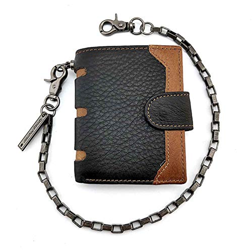 Mens Many Slots for Card Clasp Leather Wallet with Link Biker Chain Gift