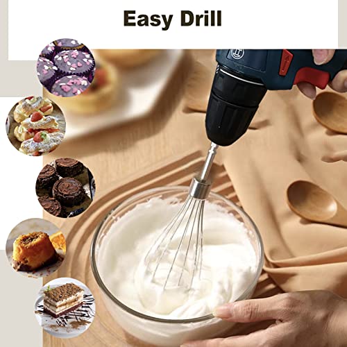Easydrill 3Pcs Hand Mixer Attachments Set For Electric Drill,Stainless Steel Kitchen Mixer Handheld Attachments Set 7.5Inch For Electric Drill Dishwasher Safe(1 Beater, 1 Dough Hooks, 1 Balloon Whisks) #TOP1