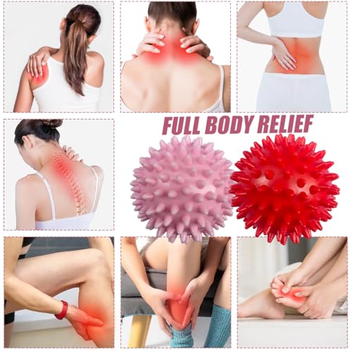 Massagebälle Faszienball, 2 Stück Magnetischer Hochstress Akupressurball, Spiked Massage Ball Hart, Massagebälle mit Noppen,für Rücken Beine Füße Hände