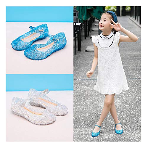 Image of techcity Princess Girls Sandals Dress Up Dance Party Cosplay Jelly Shoes for Kids Toddler Mary Janes