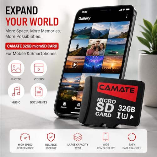 Image of Conbre 32GB Micro SD Card Class 10 Memory Card, UHS-I High-Speed Storage, Up to 100MB /s, Full HD Recording for CCTV Cameras, Smartphones, Tablets, Dashcams & Drones
