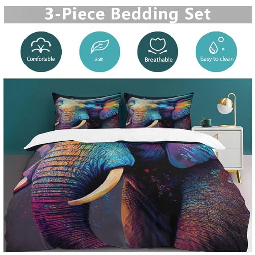 Parure de couette éléphant 3D douce et infroissable pour lit double - 6