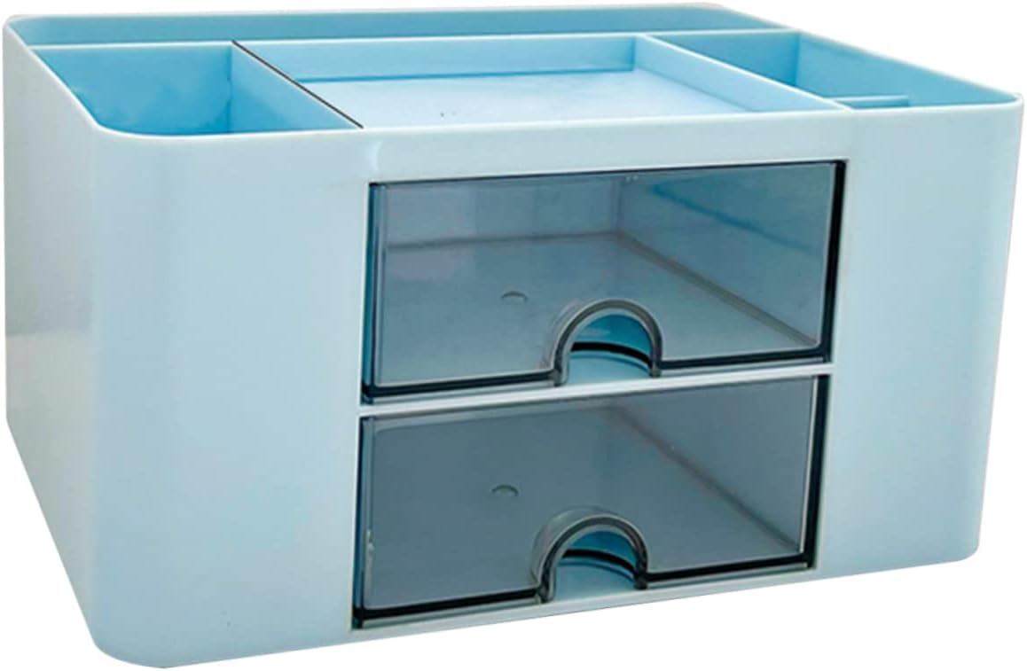 Makeup Organizer Box Lid Desktop Storage Boxes Office Supplies Container Ruler Tape Cutter Organizer