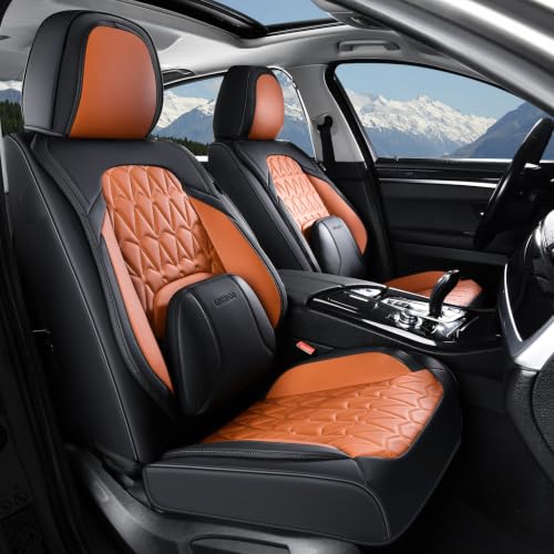 Image of Coverado Seat Covers, Car Front Seat Covers with Backrest, Nappa Leather Car Seat Protectors,Waterproof &Breathable,Anti-Slip Automotive Seat Cushion, Universal Fit for Most Vehicles