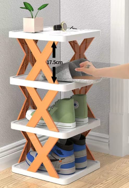 4 Tier Multifunctional Storage Shoe Rack Foldable Sturdy Shoe Storage Cabinet Entryway Storage Organizer for Hallway Bathroom Living Room Bedroom, Balcony[Multicolor]-image-22