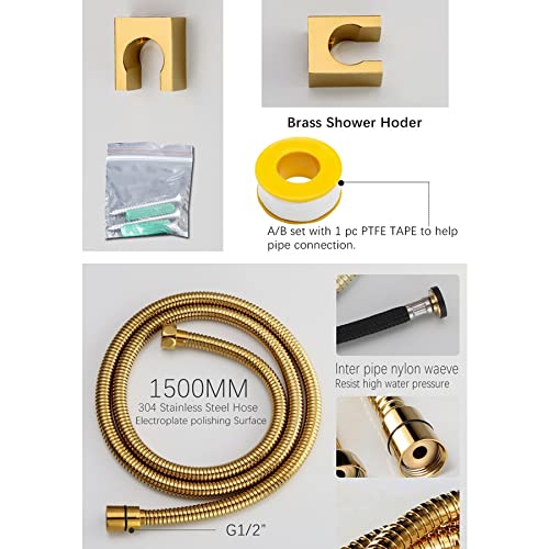 Toilet Bidet Sprayer Hand Held Douche Kit Shiny Gold Bathroom Cleaner Shower Color D E — view 8