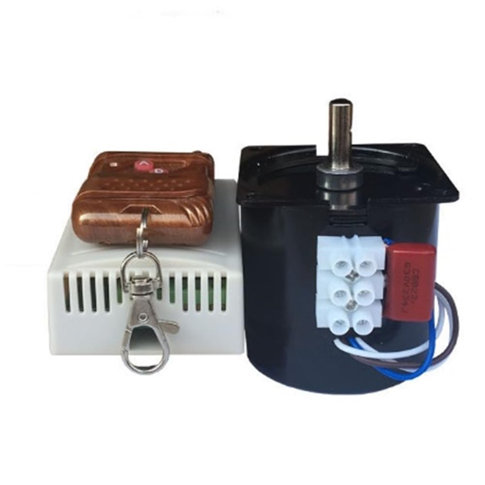 Oewwthy High Torque Ac Motor 220V Permanent Magnetic Synchronism Motor Wireless Remote Control Forward And Reverse Slow Speed Set Center Shaft 7Mm 10Rpm With Wireless Remote Control