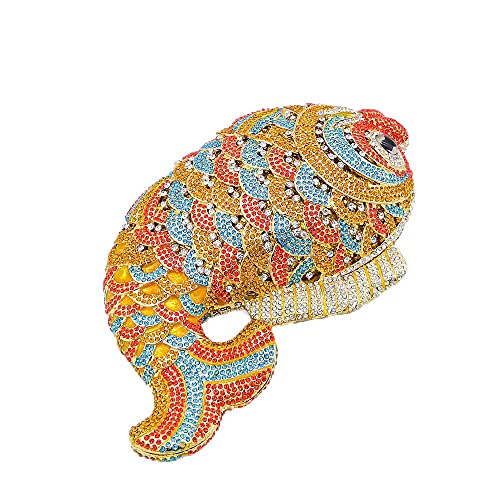 Boutique De Fgg Super Mini Women Fish Evening Bags Crystal Clutch Purse Wedding Party Rhinestone Handbags (Colorful#1) #TOP7