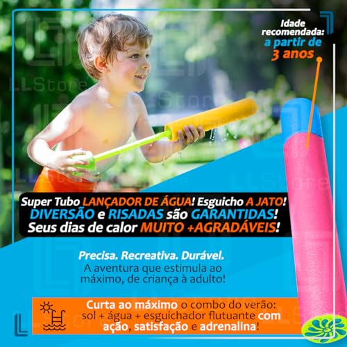Kit 5 Lança-Água 35cm Lançador de água Arminha De Água - Brinquedo Tubular para Piscina - Super Jato
