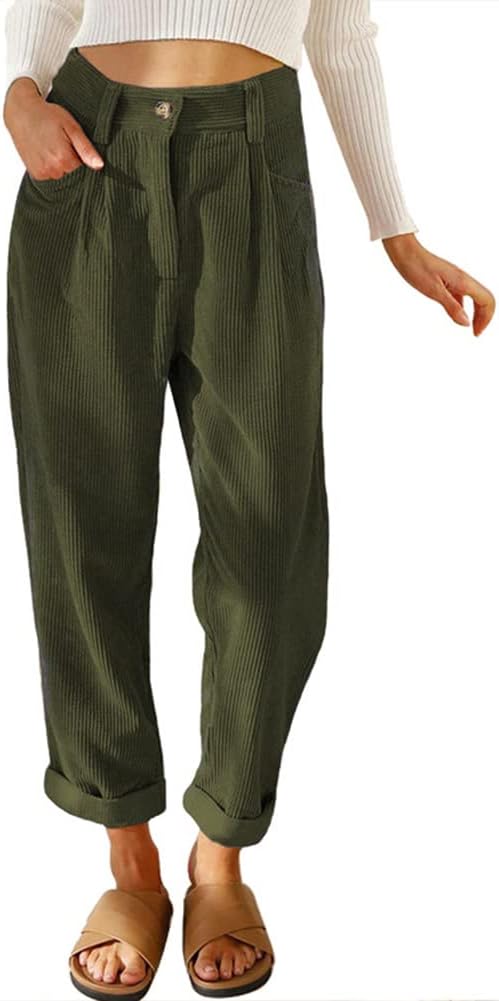 Corduroy Pants for Women High Waist Straight Leg Baggy Trousers Y2k Fashion Loose Patchwork Vintage CasualStreetwear Pants