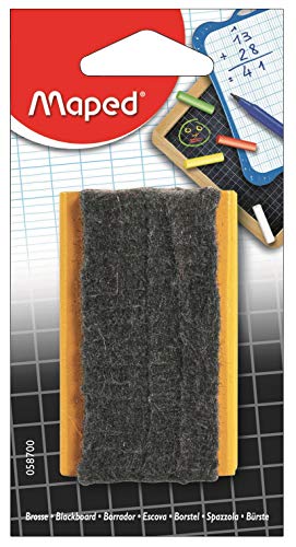 Maped – Set Schiefer schwarz aus Stein (L) 260 x (H) 182 mm + kleine Schwammbürste aus Holz und Filz + 1 Box mit 10 weißen Kreiden