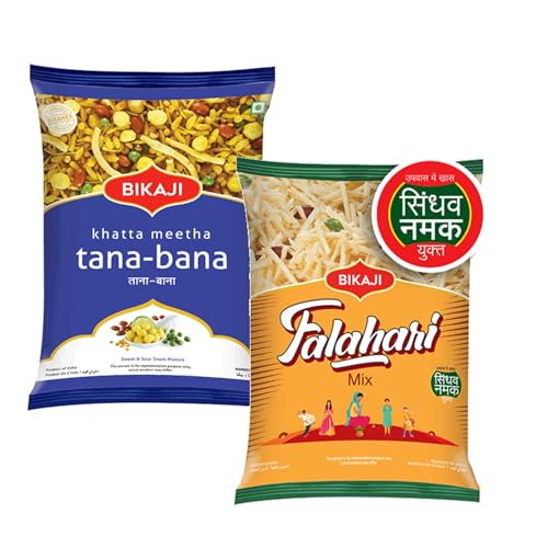 Khatta Meetha 1000g and Falhari Mix 200g Combo of 1200g (42.33Oz) – Authentic Indian Snacks Family Pack | Crunchy Namkeen, Party Mix, Bar Snacks & Tea-Time Treats