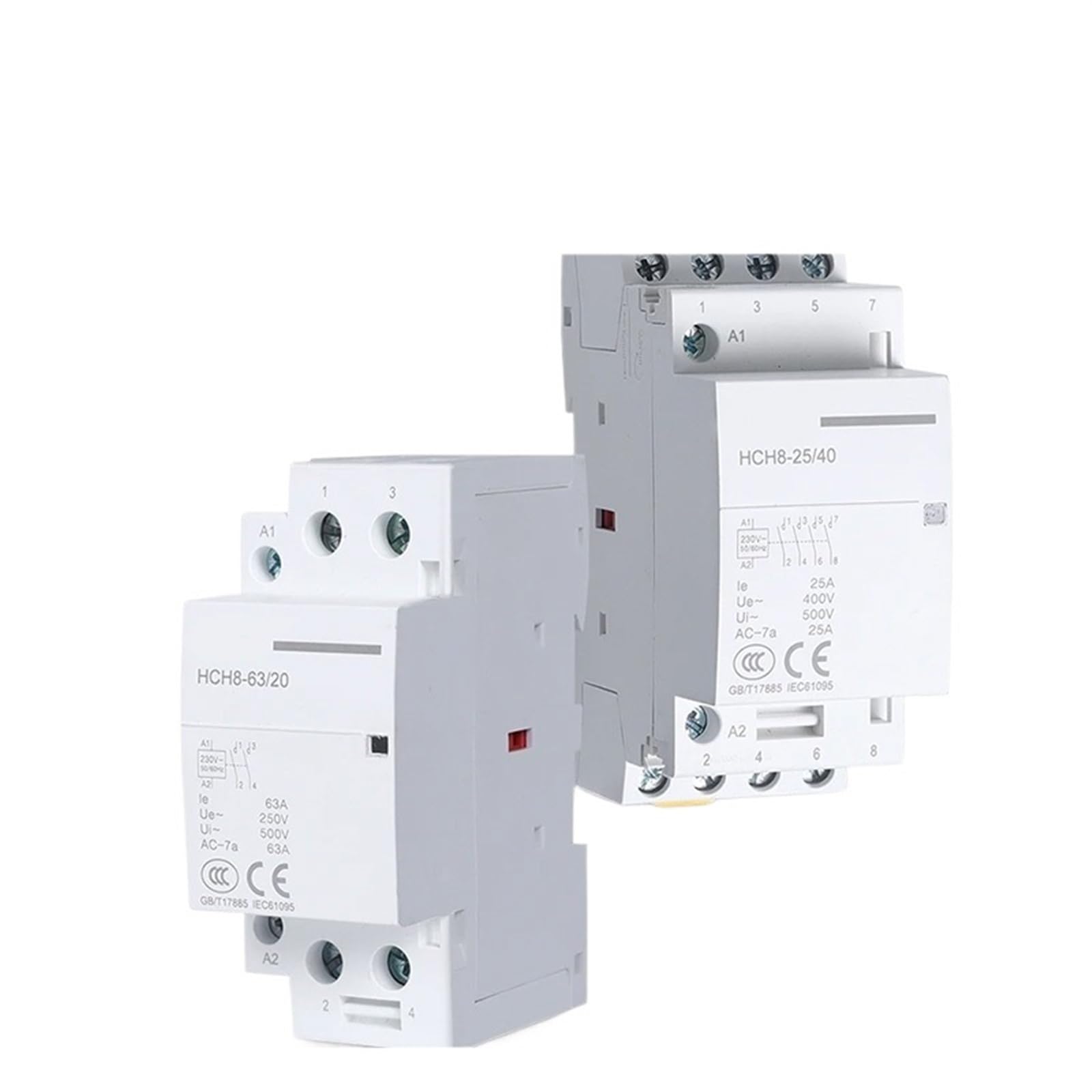 HUUOQIWY Household Small Single-Phase AC Contactor HCH8-20A 25A 32A 40A 63A 100A 2P 4P 110V Modular ContactorAutomat Rail Mute 1Pcs(100A,4NC-110V)