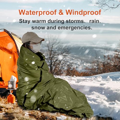 Emergency Sleeping Bag Survival Bag 3 Pack | Thermal Waterproof Mylar Bivy Sack for Adults | Portable Emergency Sleeping Bags for Survival, Extreme Cold, Camping, Hiking, and Outdoor Emergency Gear