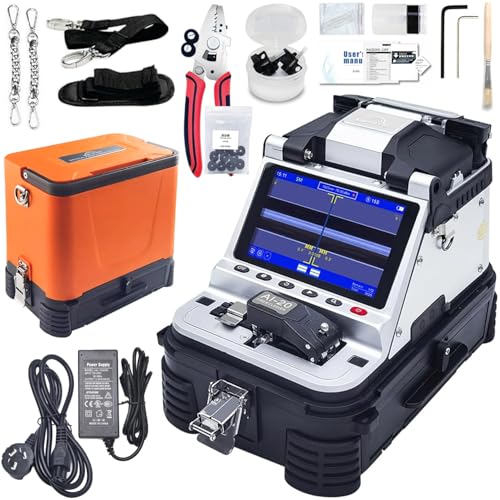 Duogalia New Model AI-20 Fusion Splicing Six Motor Core Alignment Automatic FTTH Fiber Fusion Splicer Splicing 6S Heating 15S, Bulti-in High-Precision One-Step Fiber Cleaver