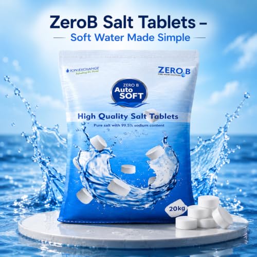 Image of Zero B Water Softener Salt Tablets 40 Kg | Premium Water Purification Salt for Efficient Softener Performance | Soft Water Solution for Home, Office & Industrial Use | Number Of Salt Bags 02
