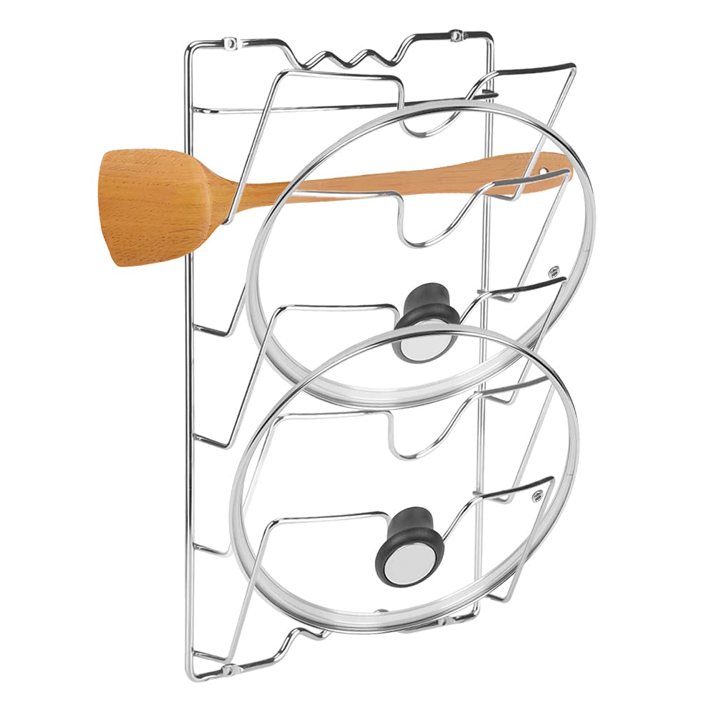 Couvercle Casserole Range-couvercles De Casserole Pratique - Support Mural Pour économiser De L'espace Dans La Cuisine Fer Chromé