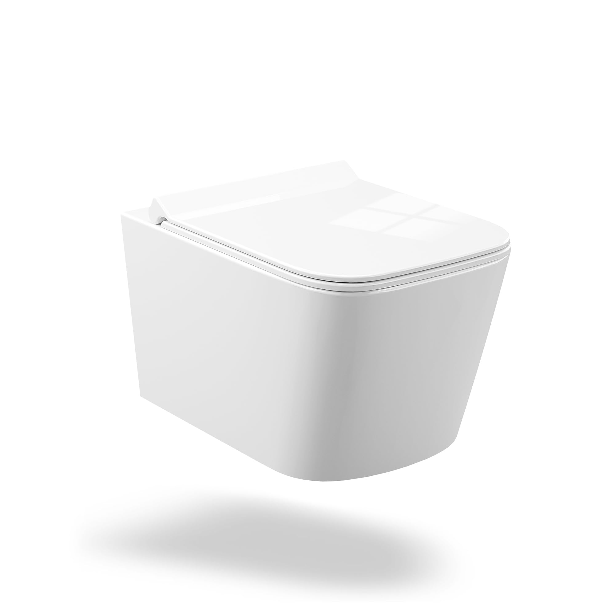 WC sospeso commerciale senza brida in ceramica – Scarico silenzioso ed efficiente – Sedile D-Shape 51 cm con chiusura rallentata e coprivaso rimovibile – Bianco