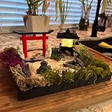 Zen Garden Japanese Decor with Gate, Lamp and Tools - Serene Indoor/Outdoor Meditation Space Decoration Kit (Black+red)