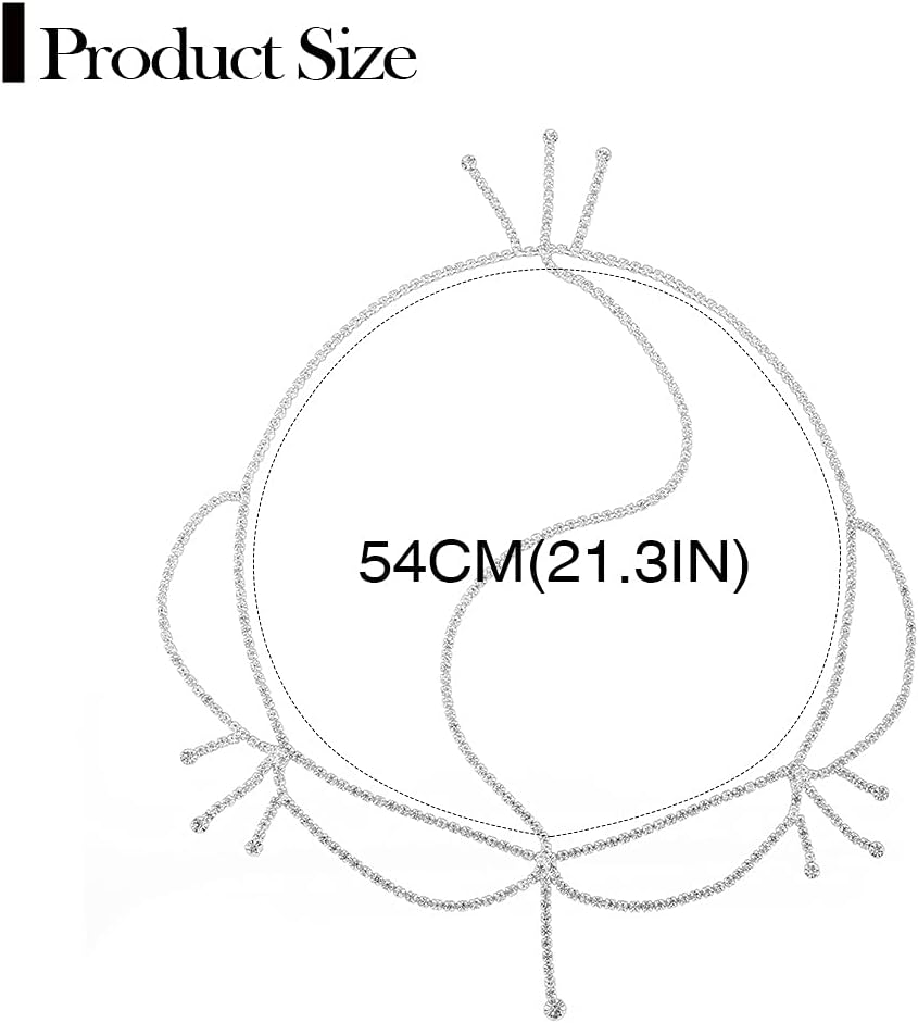 JEAIRTS Silver Rhinestone Head Chain Jewelry Sparkly Bridal Crystal Headpiece for Women - Image 4