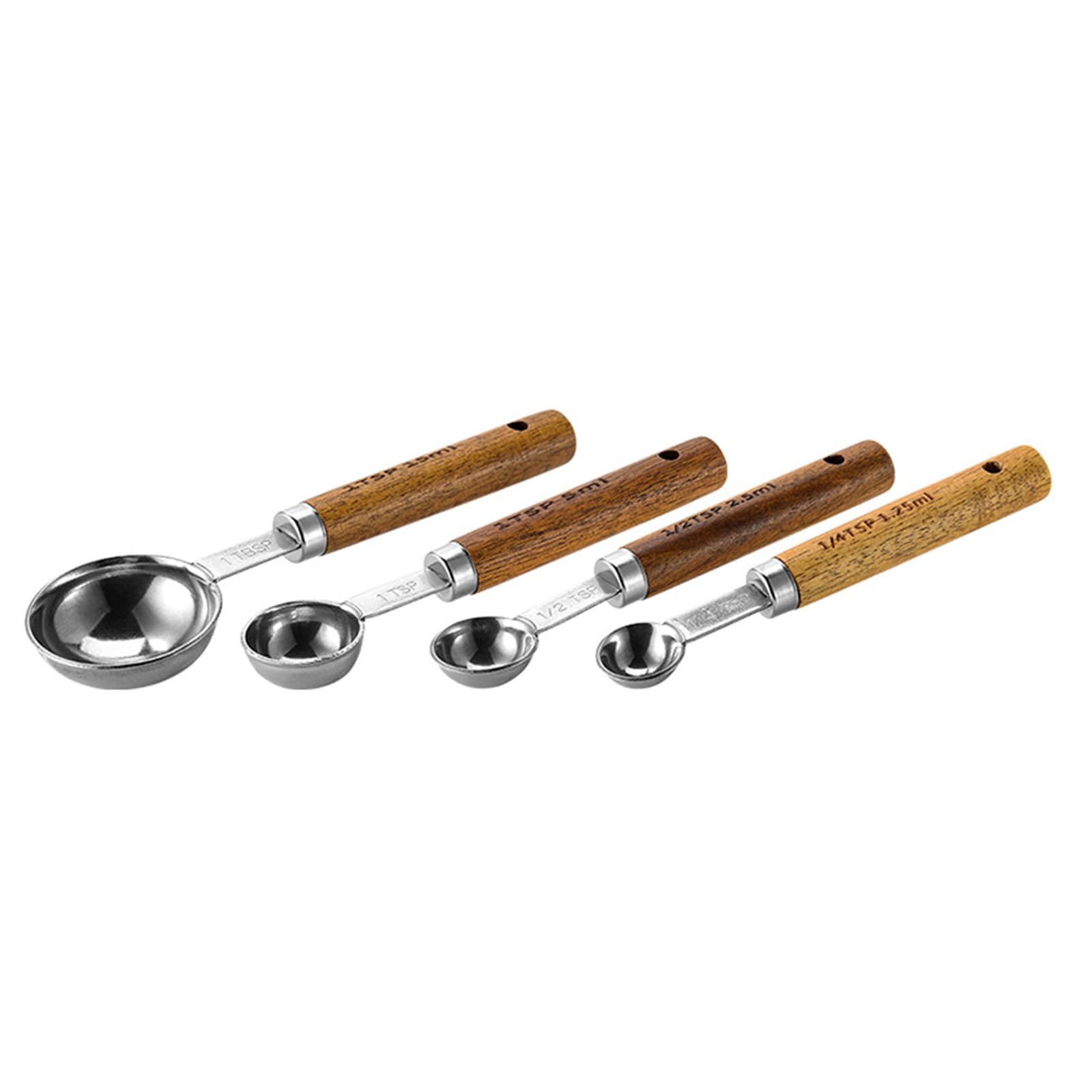 Set di 4 misurini e cucchiai con manico in legno di noce nero, gadget da cucina per la cottura e la cottura in stile oro rosa B