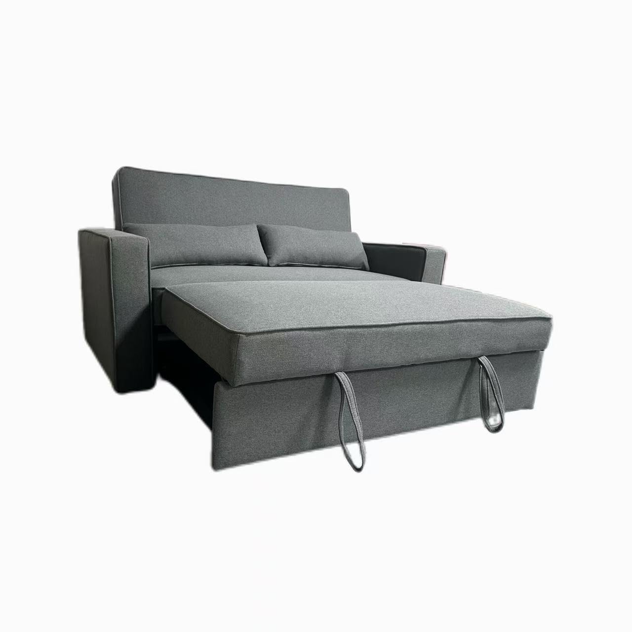 MUEBLIX.COM - Sofa Cama Almajano 2 Plazas, Sillón Cama, Cama Sofa, con Camas Extraíbles, Tejido Tela Antimanchas, Estructura Metálica y Madera, de Diseño, Color Gris