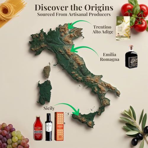 Brava Giulia Ultra Premium Italian Gift Box – Extra Virgin Olive Oil, Aged Balsamic Vinegar, Organic Pasta, and Cherry Tomato Sauce – Imported Gourmet Food Set from Italy