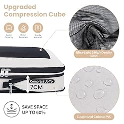 Set de 6 cubes de rangement a compression extra forte sacs spacieux en maille respirante et nylon adaptes au rangement de vetements et chaussures pour maison ou voyages Creme