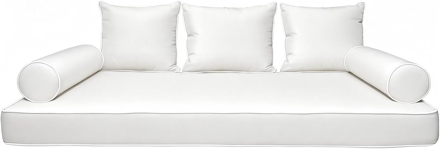 Outdoor Twin Size Daybed Mattress Cover Waterproof, Porch Swing Bed Cushion Covers with Zip,Outdoors Bedding Cushions Pillow Bolster Fitted Sheet Slipcover,ONLY Cover (Teal, 75 * 39 * 6inch)