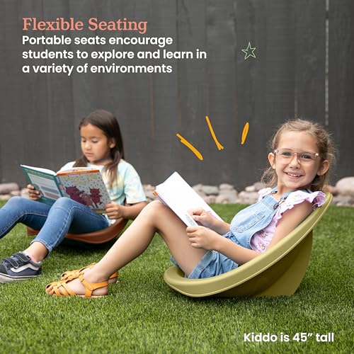 Image of ECR4Kids Plastic Leaf Scoop Floor Rocker Seat, Classroom Furniture, Earthtone, 6-Piece