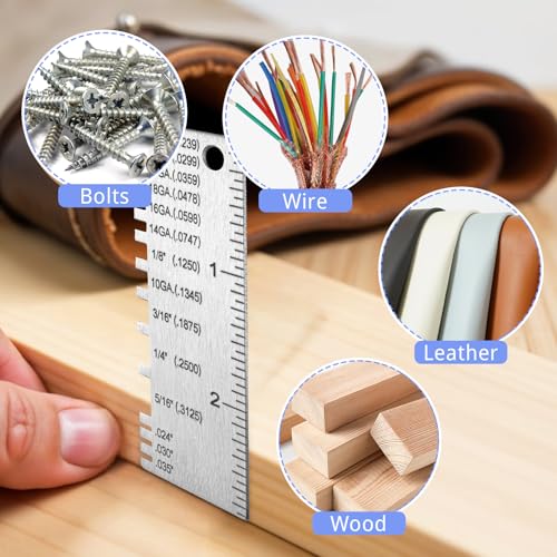 Pimoys 2 Pcs Stainless Steel Wire Gauge Measuring Tool Welding Tools, Metal Thickness Gauges Wire Gauge Wire Welding Accessories