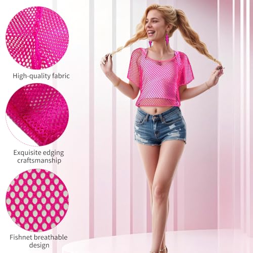 Guegine 18 Pcs 80S Fancy Dress For Women, 80S Accessories For Women, Contains Glasses, Tops, Necklaces, Headbands, Gloves, Bracelets, Earrings, Bracelets, For Retro Theme Parties - 4