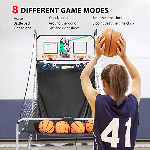 Vivohome Foldable Dual Shot Basketball Arcade Game Electronic For 2 Players With 8 Game Modes, 4 Balls And Led Scoring System Arcade Sounds Adults Indoor Outdoor #TOP1