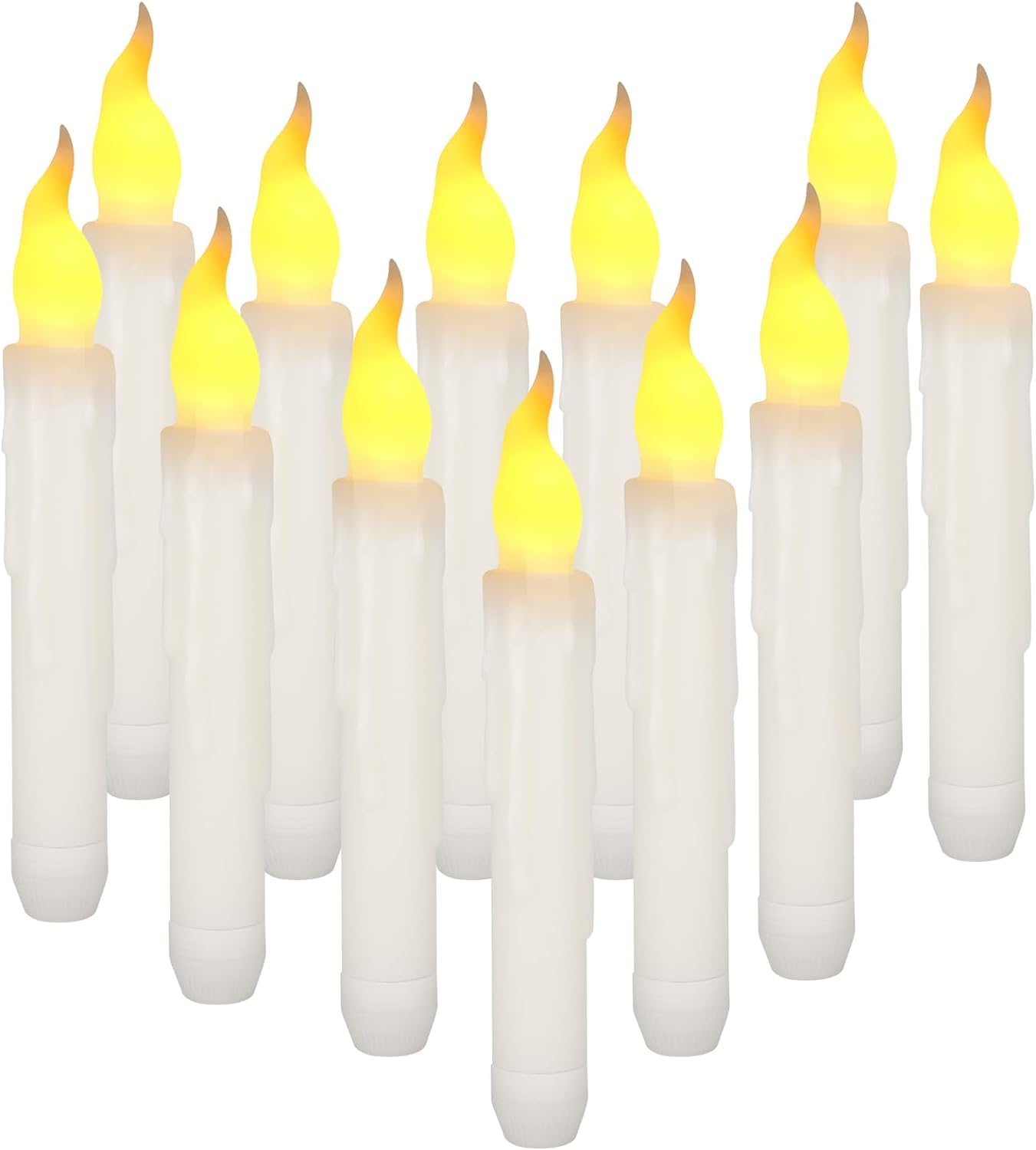 Yeahmart Warm White Pack Of 6 Led Taper Candle Lights, Flameless Battery Operated Floating Candles For Christmas Wedding Churches Birthday Party Decorations, Dia 0.79 X 6.5 Inch