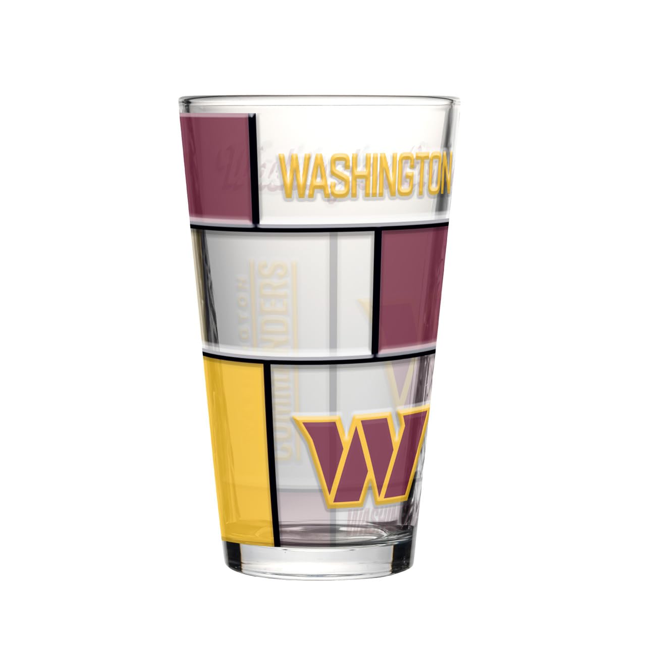 Quilted Stained 16oz Pint Glass for Washington Commanders by Logo Brands