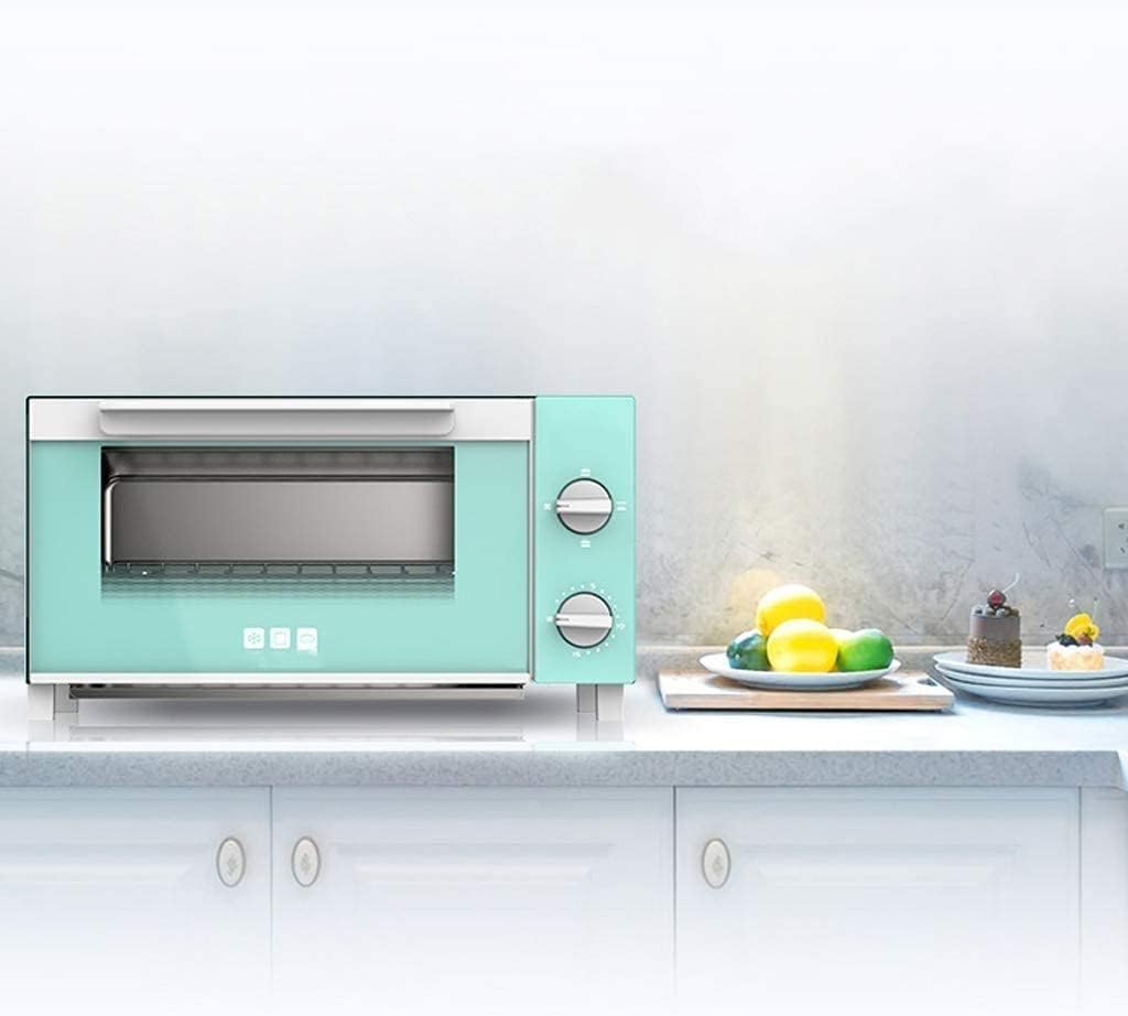 Oven Automatic Multi-Function Household Mini Insulated Tempered Glass Independent Debris Tray Upper Lower Tube Independent Temperature Control 7l Mini Ovens (Color : Blue) (Pink) (Pink) Aesthetic an