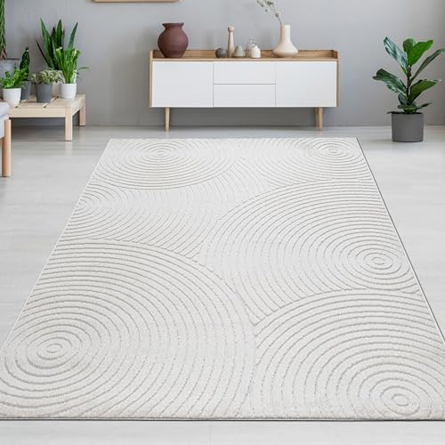 CARPETIA Alfombra para salón, terraza, exterior, diseño bohemio, resistente a la intemperie, fácil de limpiar, resistente, color crema, 200 x 280 cm