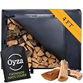 Oyza - Firewood Rack Cover, Heavy Duty 600D Oxford, Waterproof Outdoor Cover for Wood, with Tie Downs, Velcro, Handles, and Ventilation (4 FT)