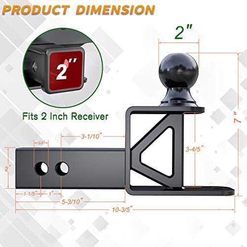Vnn Atv/Utv Trailer Hitch, Fits 2-Inch Receiver, 2-Inch Ball, 2-Inch Rise, 3-In-1 Atv/Utv Multi-Hitch With Pin, Atv/Utv Receiver Hitch Towing Ball Mounts #TOP1