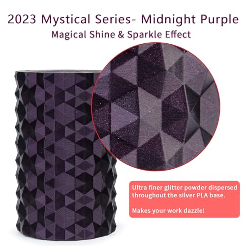 Image of Ziro Shiny Sparkle PLA Filament with Finer Glitter,Shining 3D Printer PLA Filament 1.75mm,Mystical Series 1kg /2.2lbs Spool,Dimensional Accuracy + /- 0.03mm,Fit Most FDM 3D Printers,Midnight Purple