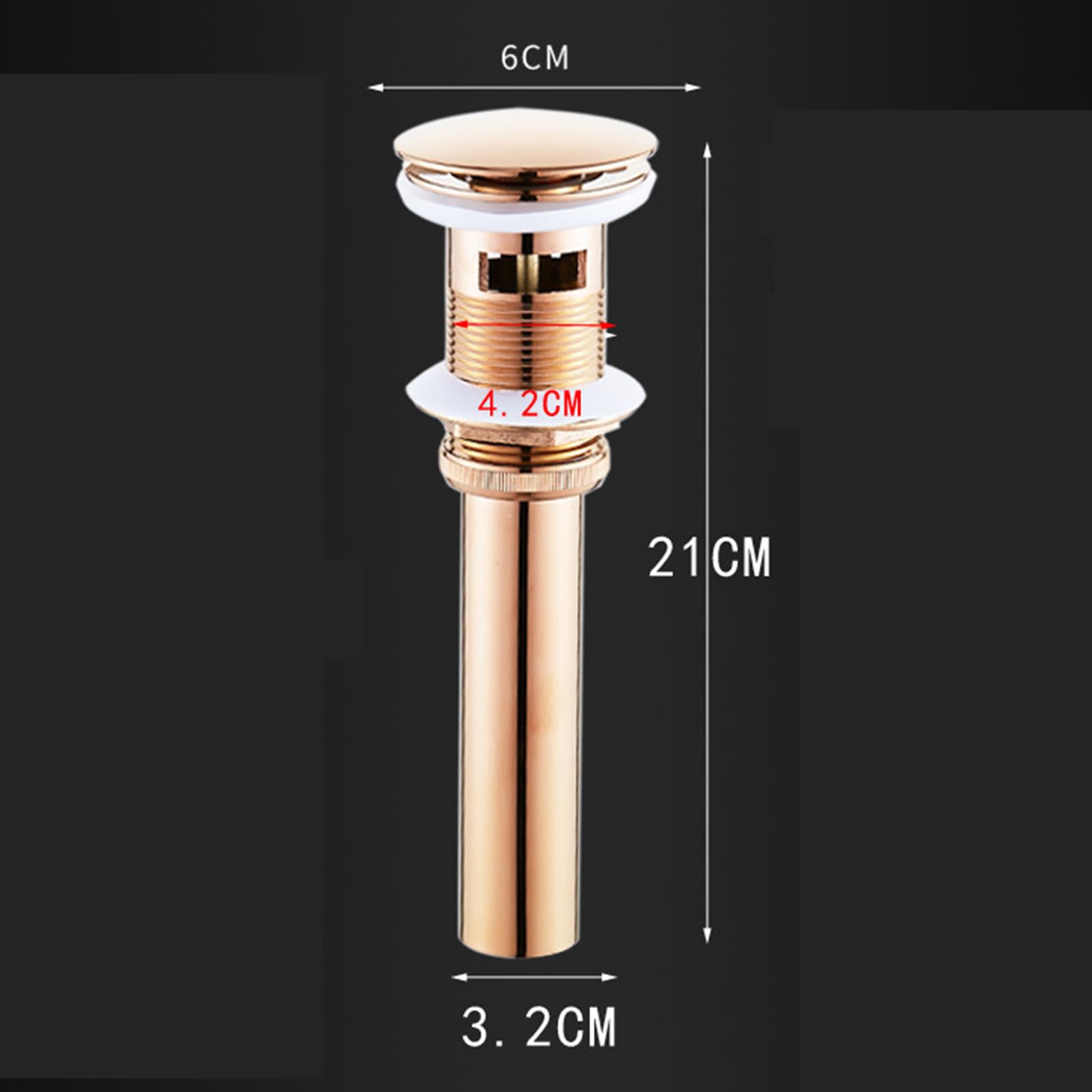 Tapón de desagüe para Lavabo de baño, Lavabo ranurado, Fregadero sin rebosadero, desagüe de Cobre, Oro Rosa(with Overflow Hole)