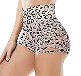 MOSISON Women's Workout Athletic High Waisted Butt Lifting Bandage Sports Gym Yoga Booty Shorts(Leopard,XS)