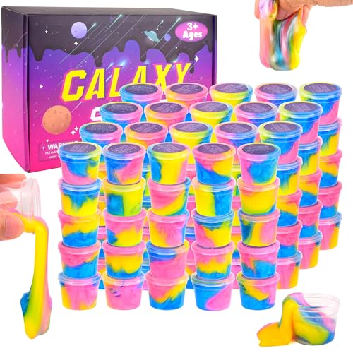 Image of 102 Pack Bulk Galaxy Slime Kit, Party Favors for Kids Slime Cup Bulk DIY Stress Relief Putty Toy Stretchy & Non-Sticky Birthday Goodie Bag Stuffer Classroom Reward for Girls Boys
