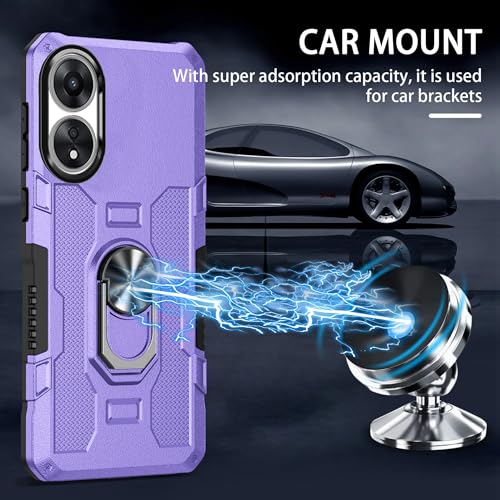 Coque Oppo A78 étui protection antichoc violet avec bague support rotative 360