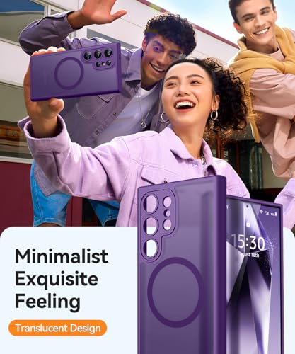 Image of CANSHN Designed for Samsung Galaxy S24 Ultra Case [Full Camera Protection] [Compatible with MagSafe] Translucent Matte Shockproof Protective Phone Cover 6.8 Inch - Deep Purple