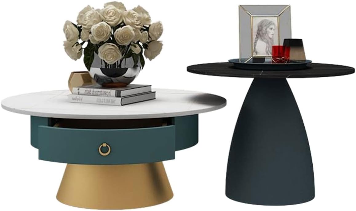 Side Table End Table Nesting Coffee Tables Set of 2, Round Coffee Table for Living Room, Side Table End Table Nesting Tables for Small Spaces Tea Table Coffee Table (Color : #1) (#1)