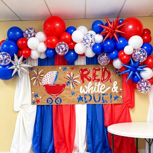 Image of Red White and Blue Patriotic Balloon Arch Kit 129 Pcs