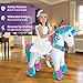 PonyCycle Rainbow Ride-on Unicorn Walking Pony Riding Horse Ride on Toy No Battery Required Advanced Model Y with Saddle Size 4 for Kids Ages 4-7 Indoor Outdoor with Wheels Y454